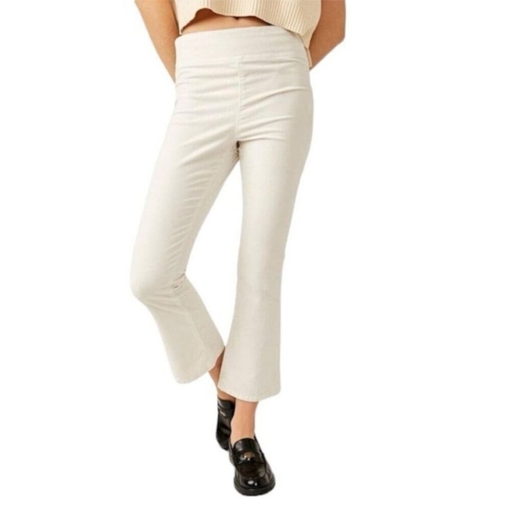 Free People Velvet Slim Flare Crop Pants Sea Salt Small